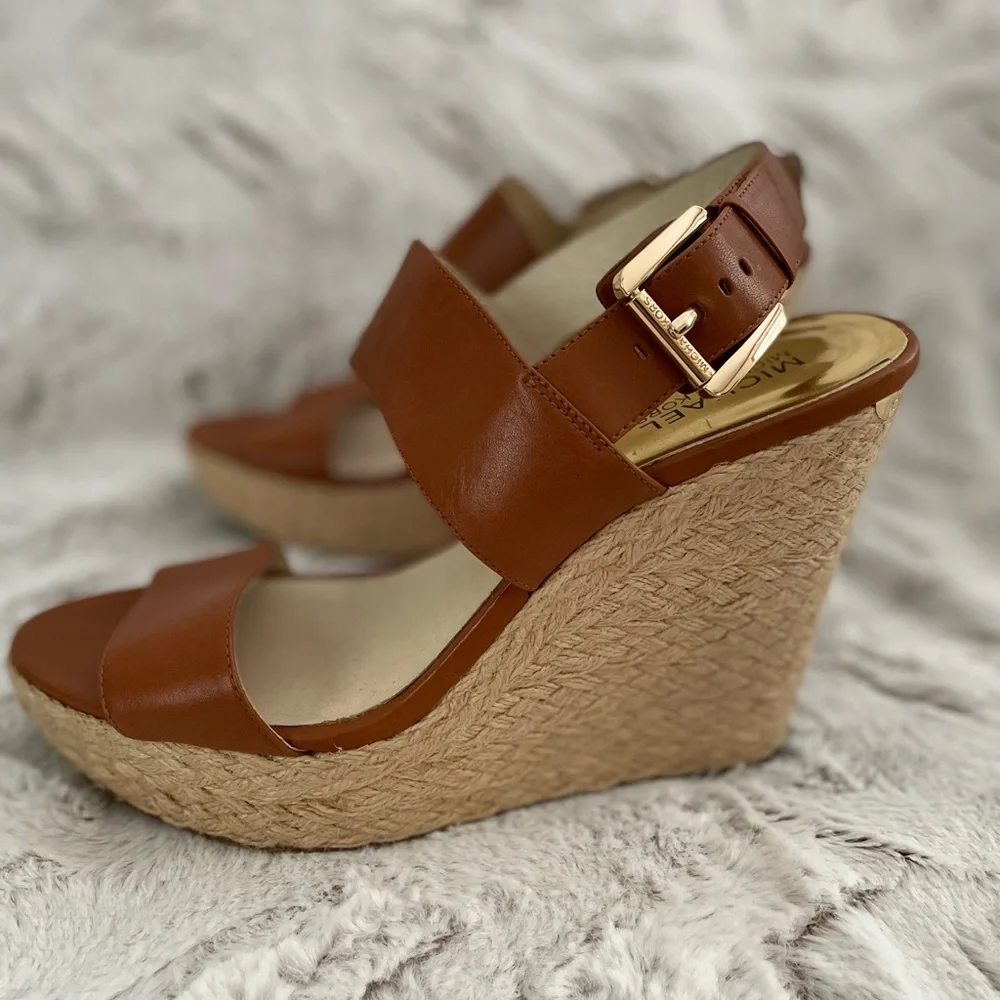MICHAEL Michael Kors Brown Espadrille Wedge Sandals